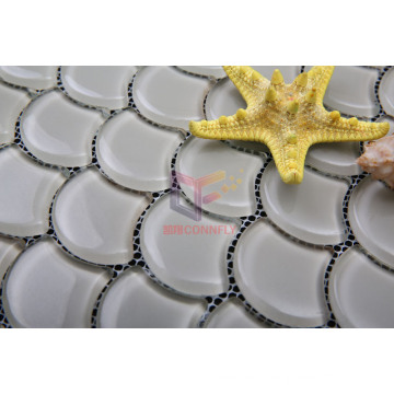 Water Jet Cutting Fan-Shaped Crystal Glass Mosaic (CFW26)